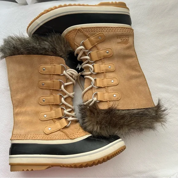 New Sorel Joan of Arctic Faux Fur Waterproof Snow Boot in Camel Brown Suede - Picture 6 of 10